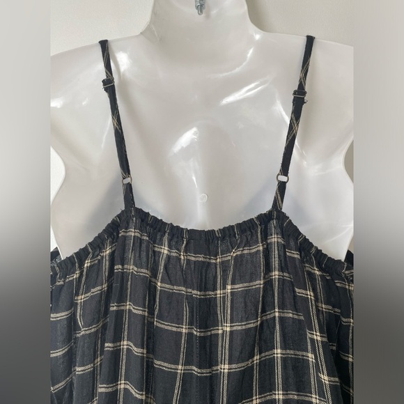 World Market Black Wide leg windowpane Embroidered Jumpsuit pockets Women sz XL - Picture 8 of 9